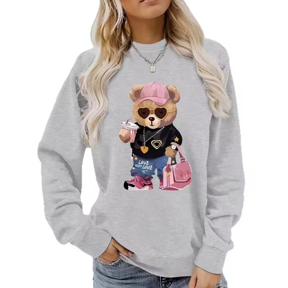 Tops - 🎉Stay cozy and stylish with this sweatshirt featuring a cute bear graphic.